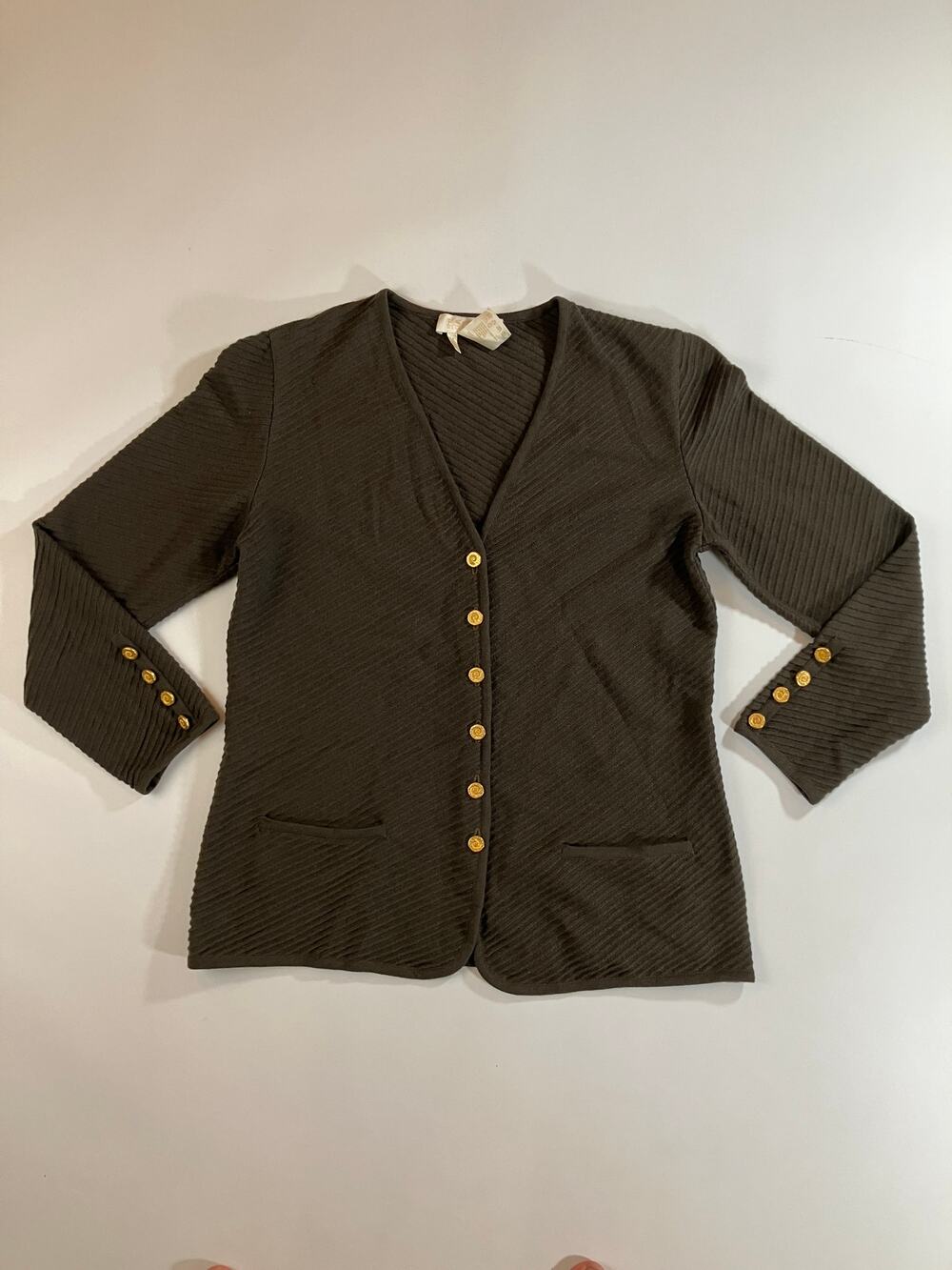 Vintage Escada Margaretha Ley Cardigan 36 Wool Cashmere Germany Gold Buttons